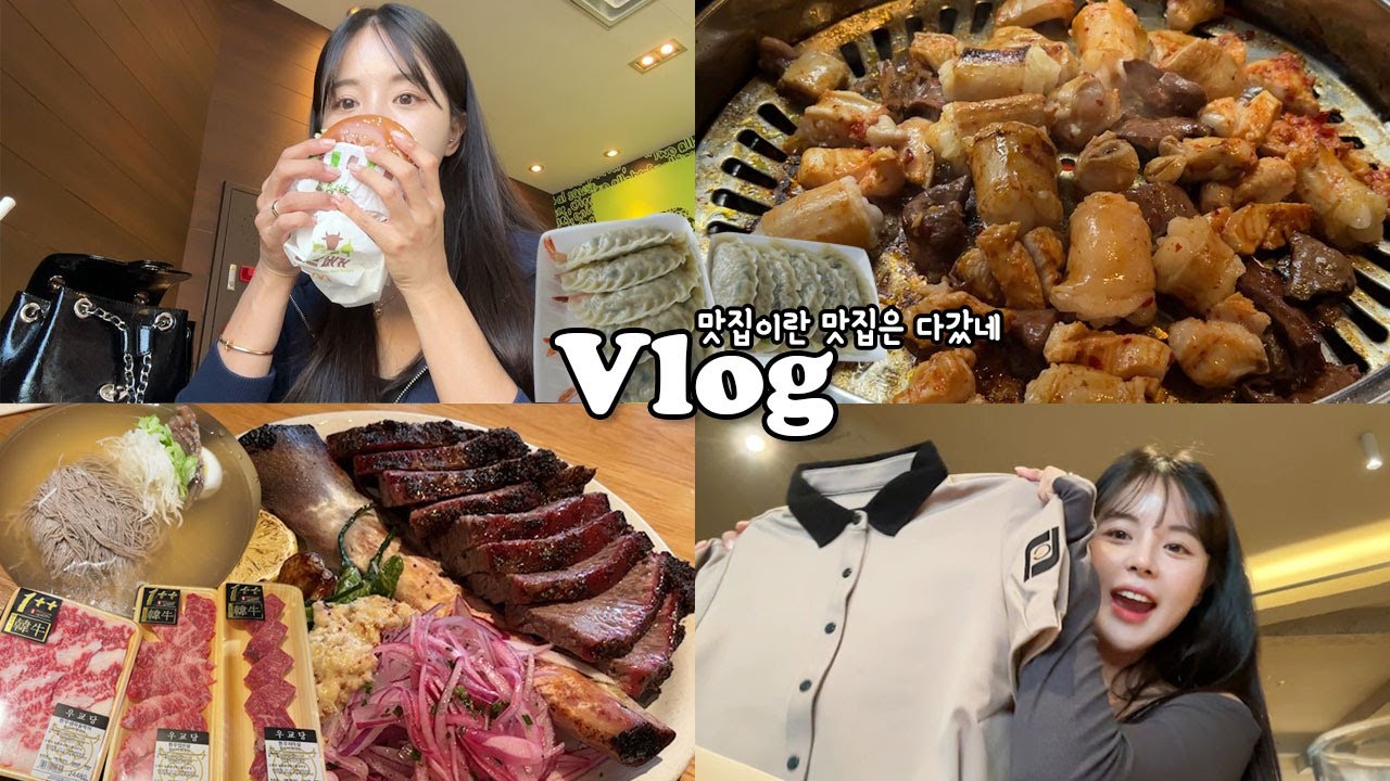[먹방vlog] 네맛집도 내맛집 내맛집도 내맛집 _ 평양냉면+문츠바베큐+창녕마늘버거+만두파티+우렁쌈밥+가방언박싱+생대구탕+물회
