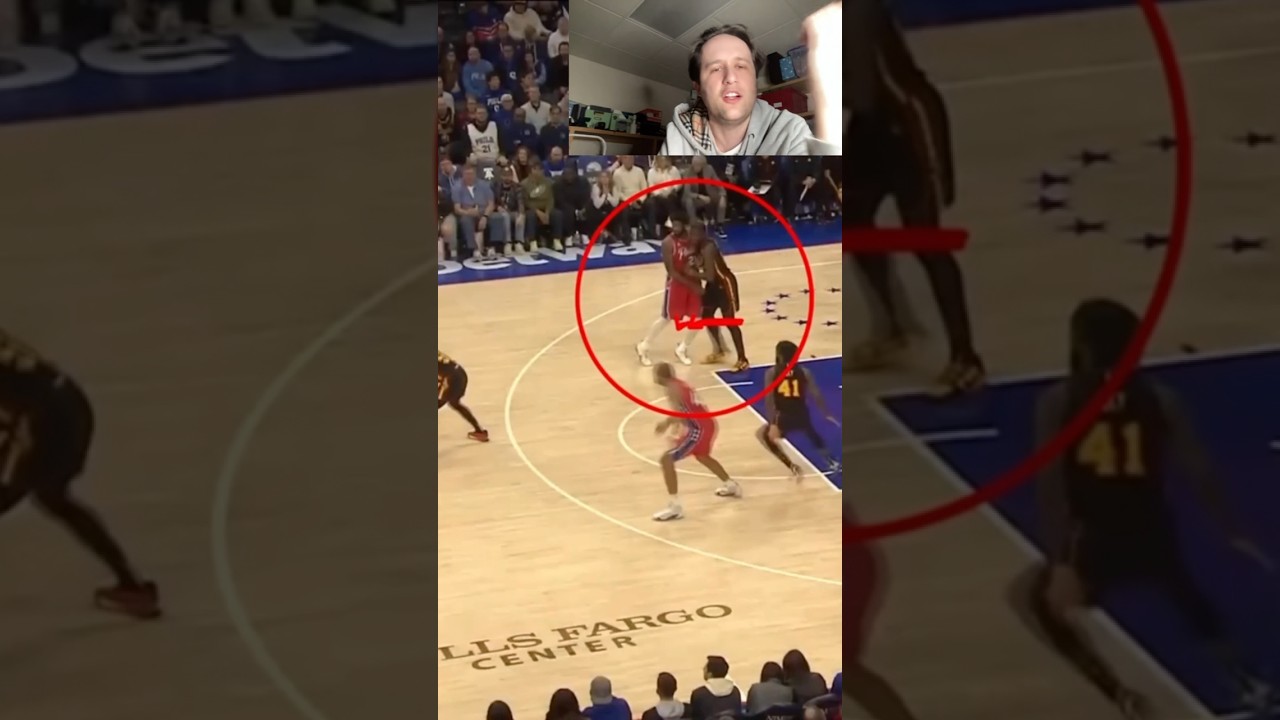 Joel Embiid overpowering Clint Capela from the free throw line