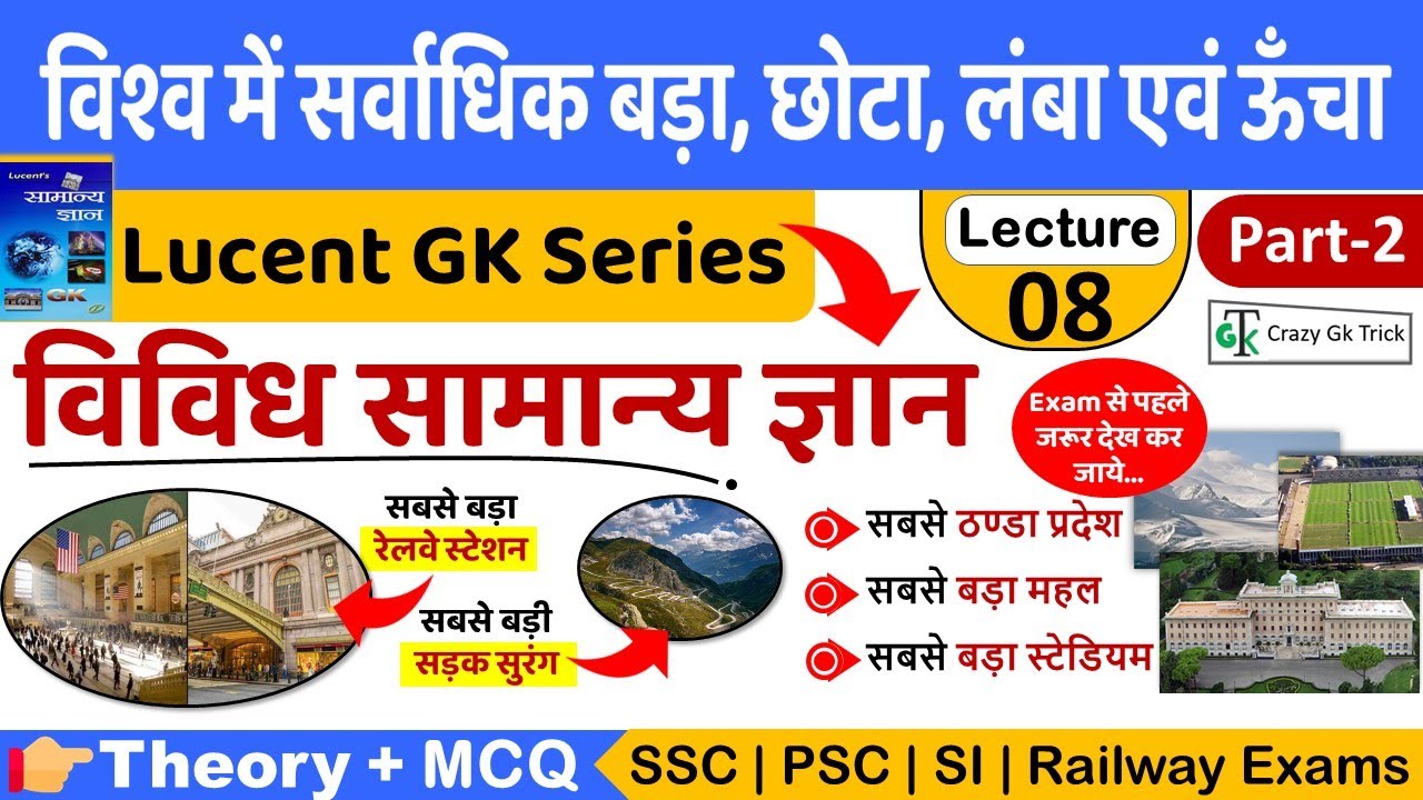 Lucent Series :  L2 World's Biggest, Longest, Highest | Lucent Gk | Static GK by Crazy Gk Trick