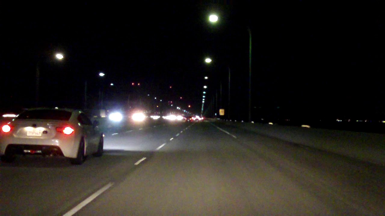 San Mateo-Hayward Bridge westbound (Night)