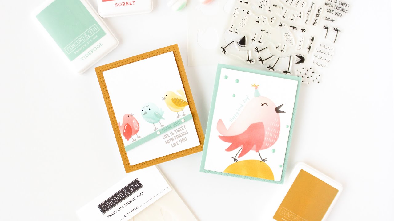 Quick And Easy Ink Blended Cards With The Tweet Life Bundle From Concord & 9th