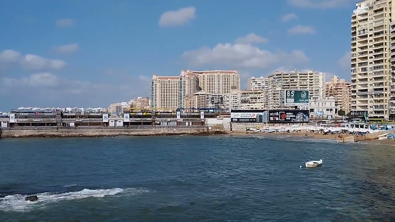 Alexandria corniche, Egypt ( Gleem Bay ) - San Stefano from distance