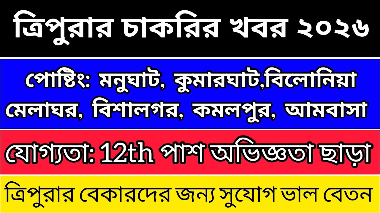 Tripura Job Notification 2026| Tripura Job Update Today| Tripura Job News Today| Tripura 