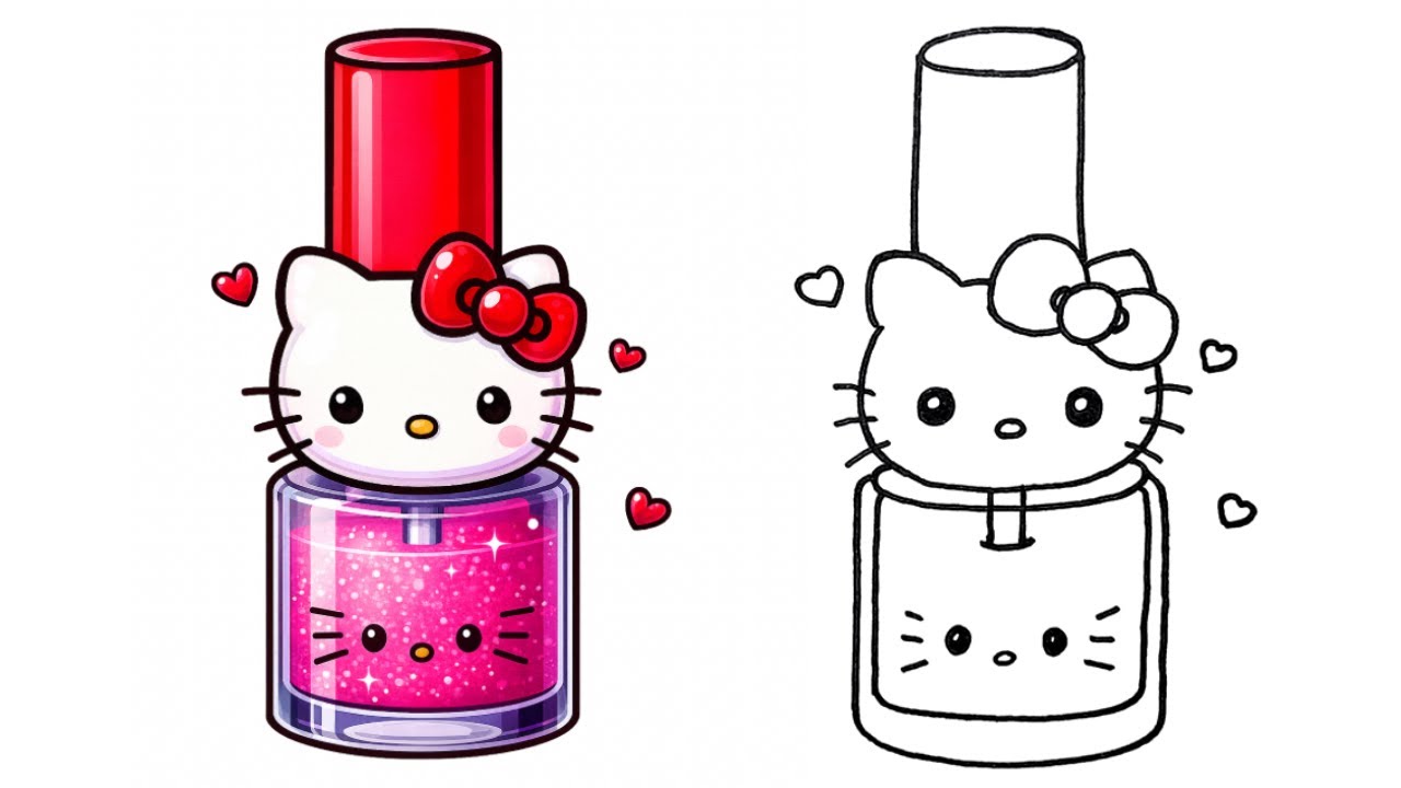 Hello Kitty, как нарисовать лак для ногтей? 💅🎀 Как нарисовать лак для ногтей Hello Kitty