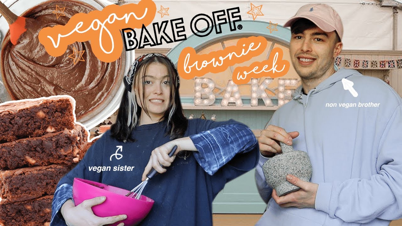 making VEGAN BROWNIES with my brother (bake off style)