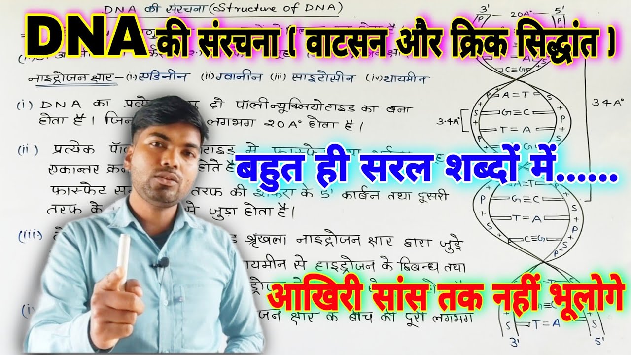 DNA की संरचना | DNA का वाटसन और क्रिक मॉडल | Structure of DNA | 10th & 12th Biology | By monu sir