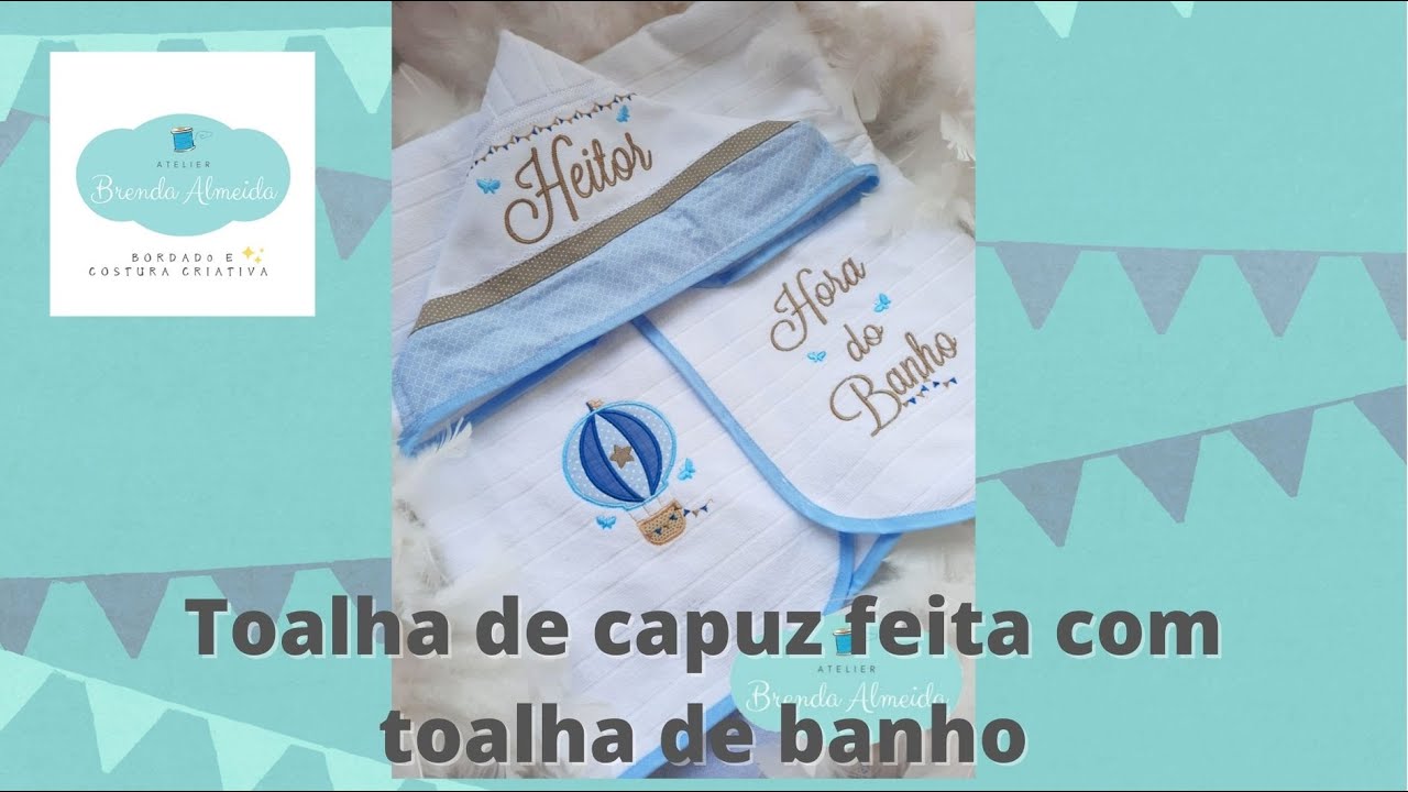 Toalha de Capuz com fralda feita de toalha de banho
