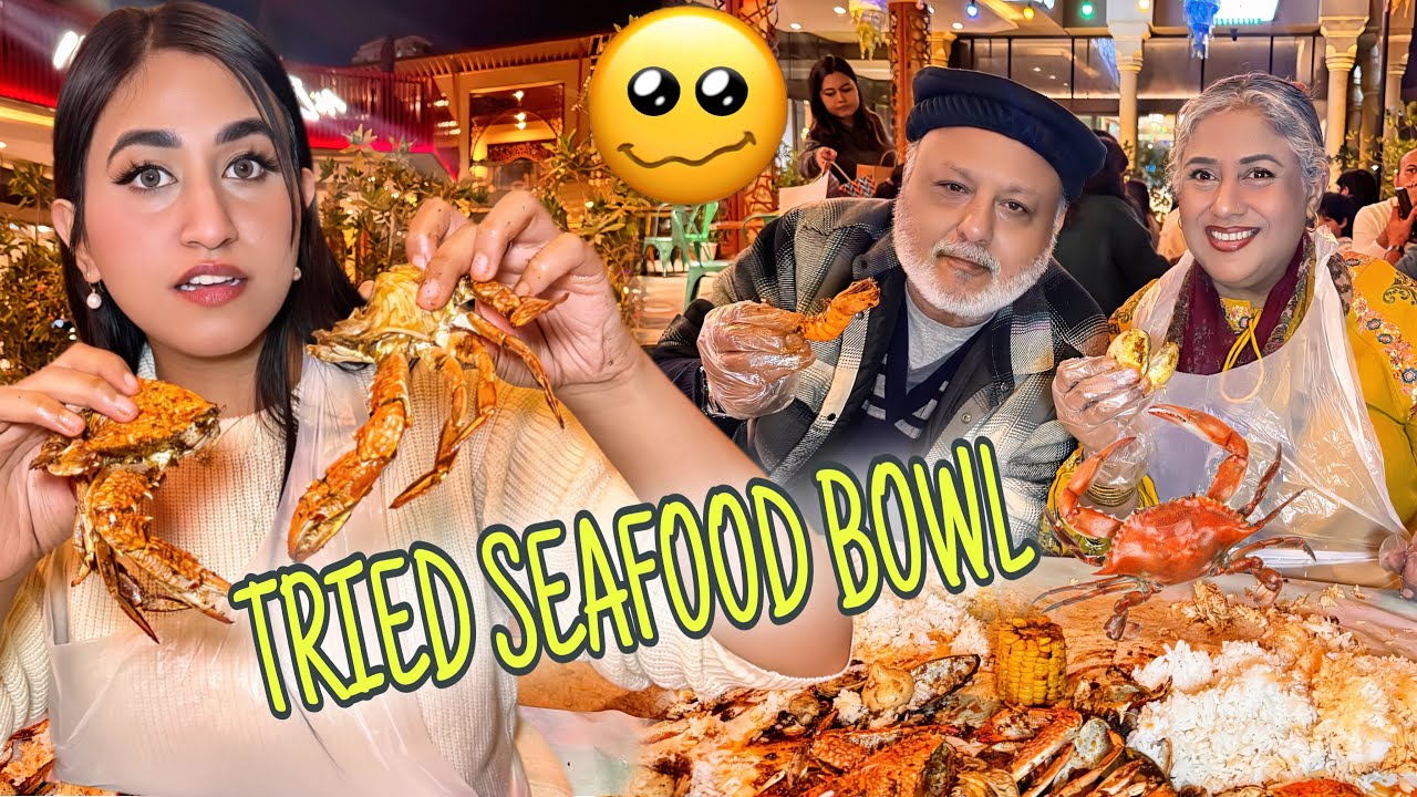 EATING SEAFOOD BOWL FOR THE FIRST TIME ! 😖 #alizehjamali