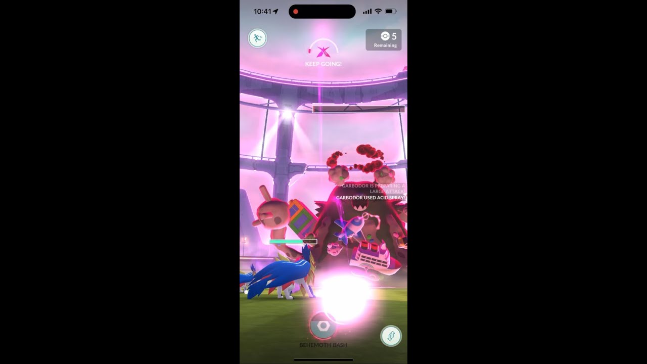Acid Spray/(Target) Seed Bomb Gigantamax Garbodor Duo Battle, Windy, 2 helper, Max Mushroom + Cannon