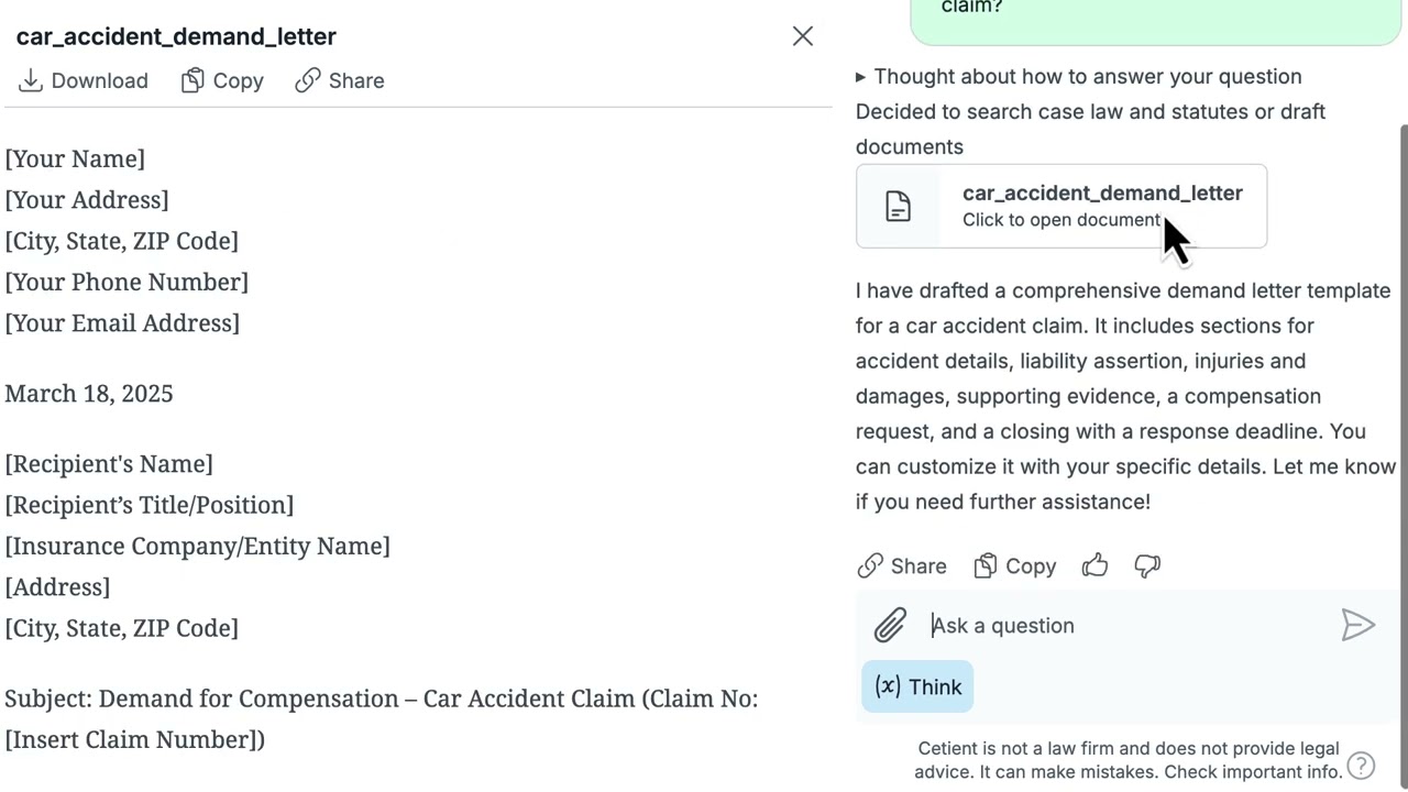 How to Draft a Demand Letter for a Car Accident in Seconds with Cetient AI