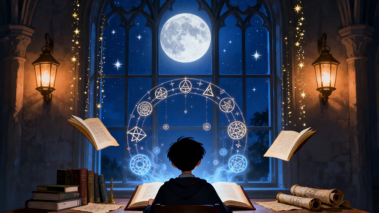 POV : You're in Study Room Beneath the Arcane Moon | Fantasy Music for Deep Focus & Reading