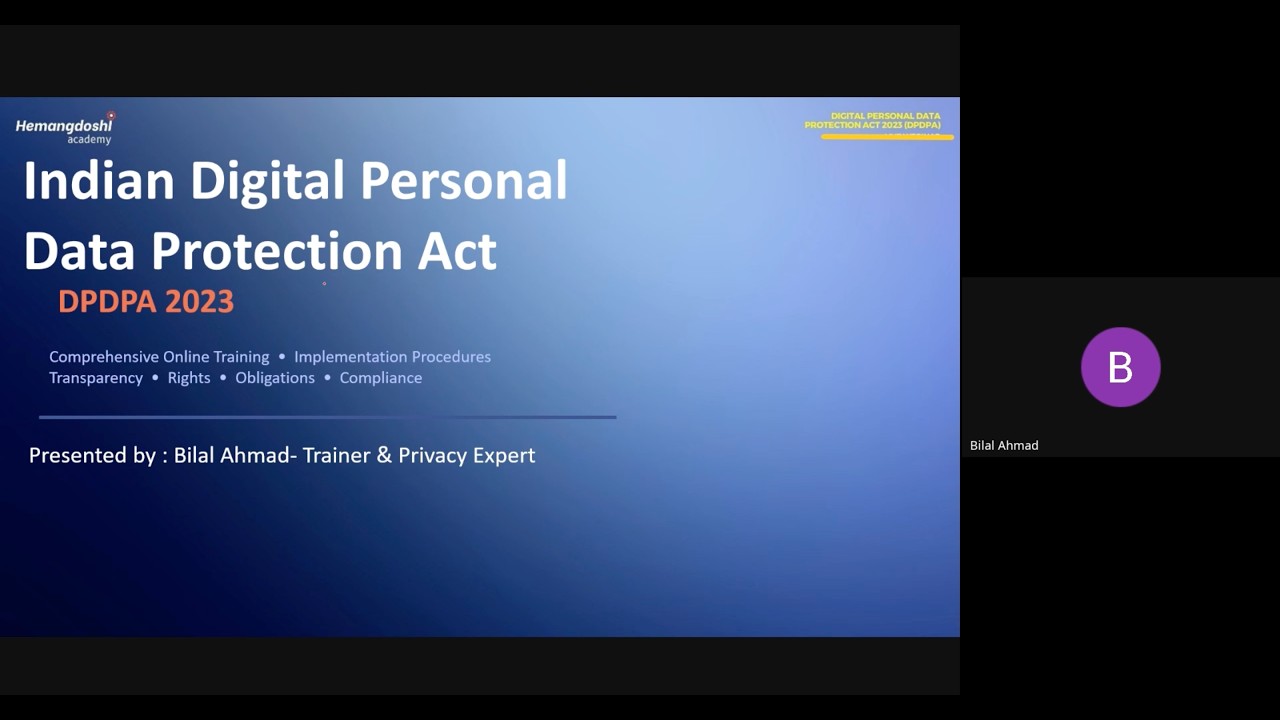 Certified DPDPA Compliance Professional Live Training Session By Hemang Doshi Academy