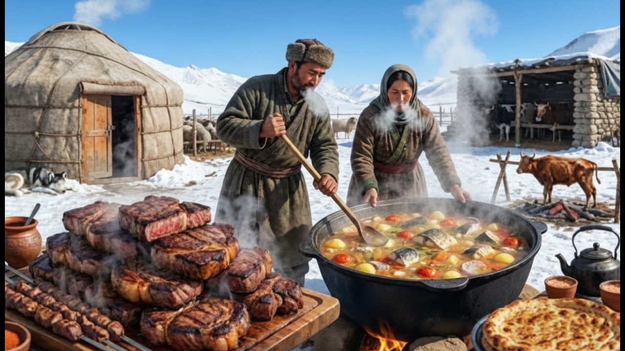 Inside Afghanistan’s Freezing Mountains | Giant Soup & Steak Survival Feast