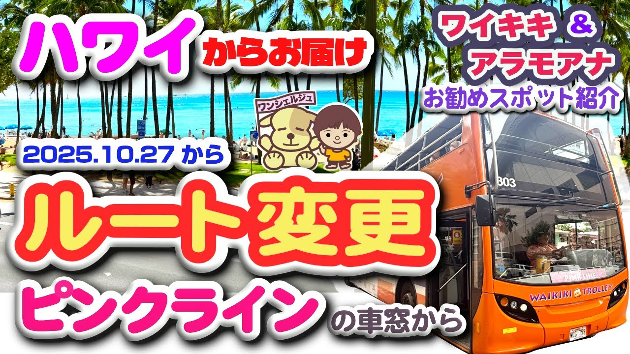 ハワイ最新情報！ルート変更したピンクラインで巡るワイキキ・アラモアナのおすすめスポット/ワイキキビーチ/アラモアナセンター/トロリールート全停留所/絶景と人気店の場所/ハワイ観光の交通機関/JCB無料