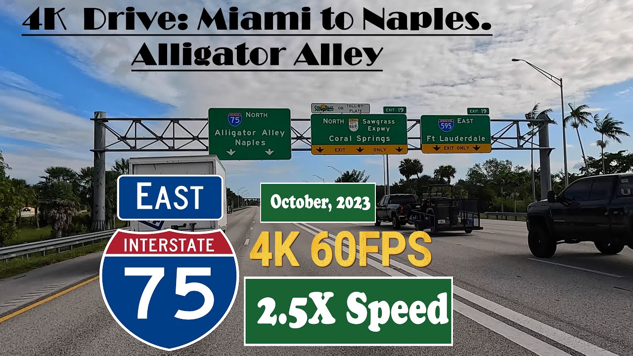 4K  Drive: Miami to Naples. Alligator Alley. I 75 North. Interstate 75 North.