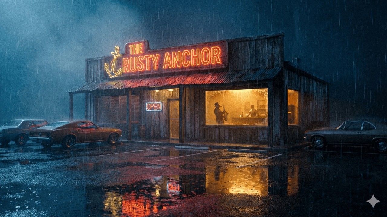 Midnight at The Rusty Anchor 🥃 Dark Jazz, Blues & Rain Ambience