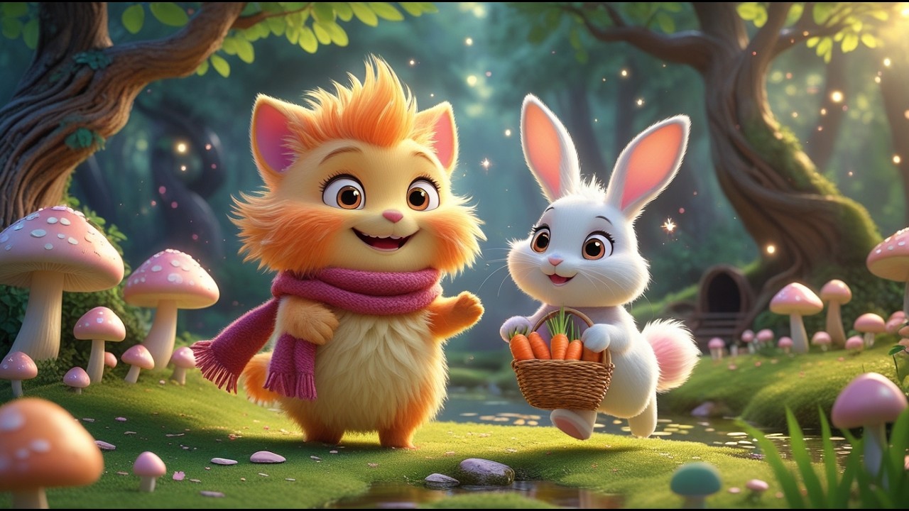 Labubu Meets Mimi the Bunny 🐰🌸 | Magical Forest Friendship Cartoon (Disney Style)