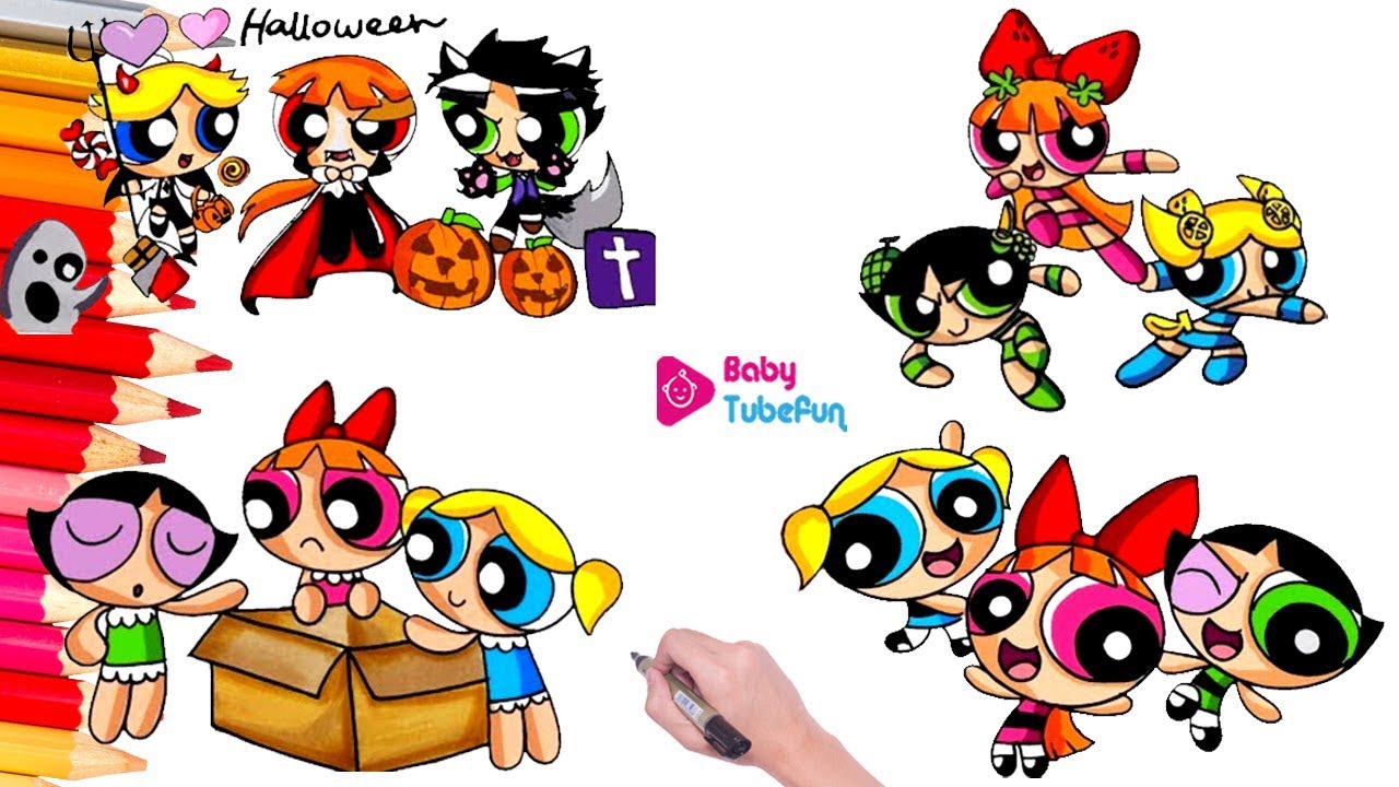 Coloring Powerpuff Girls Rowdyruff Boys Compilation Brick Boomer Butch Blossom Bubbles surprise eggs