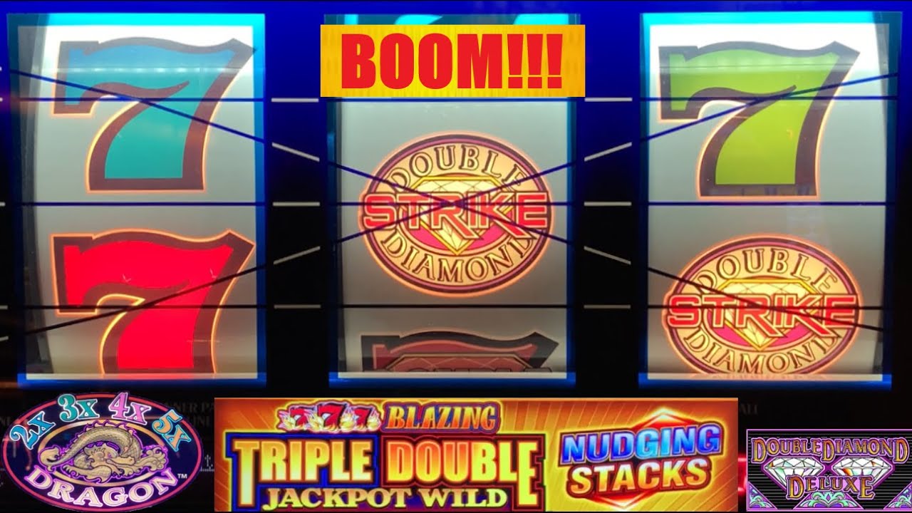 BIG WINS! Double Diamond Strike was HOT!! Check out this old 5 Reel 2x 3x 4x 5x Dragon slot!