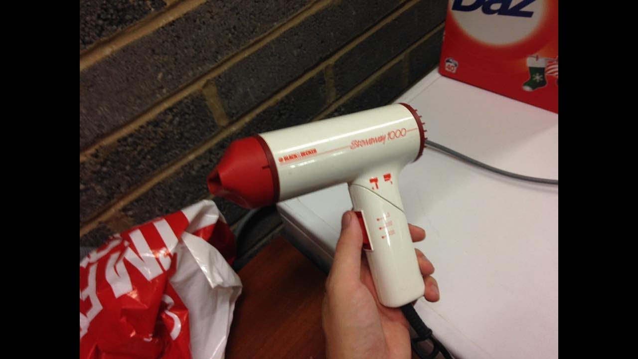 1980s Black & Decker SW105 Stowaway 1000 Travel Hairdryer - Overview & Demonstration