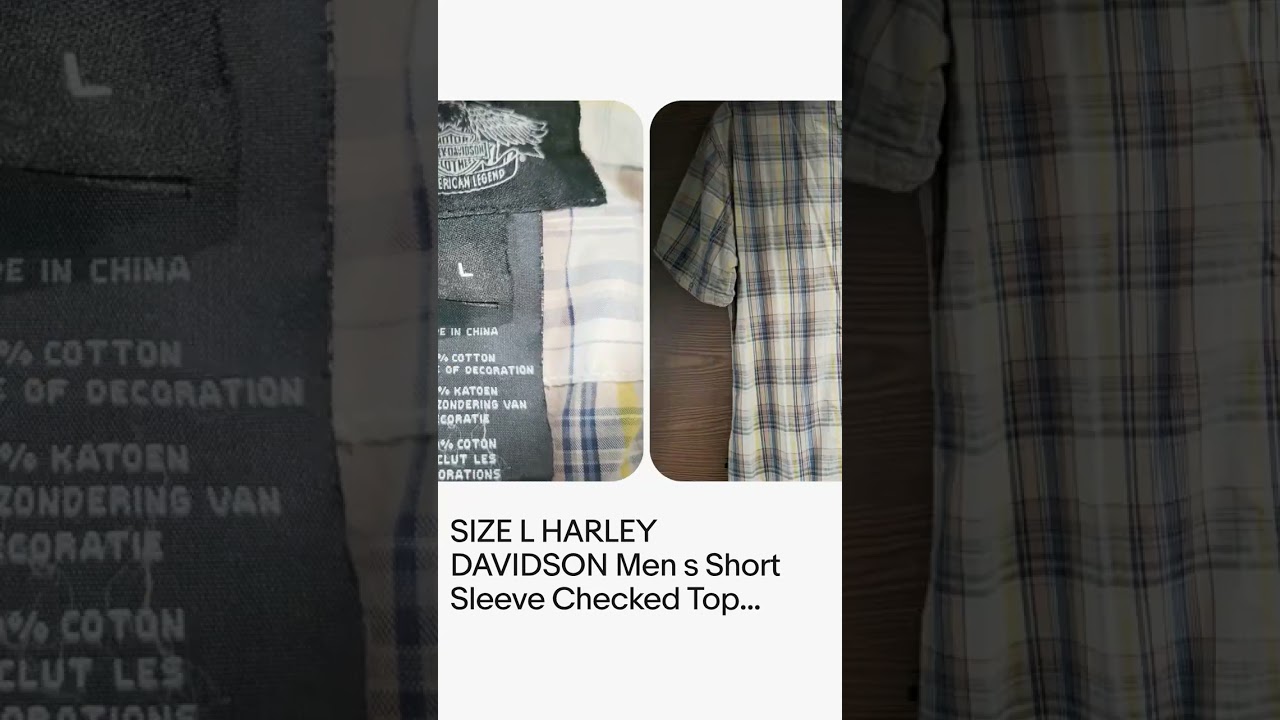 SIZE L HARLEY DAVIDSON Men's Short Sleeve Checked Top INVPV215