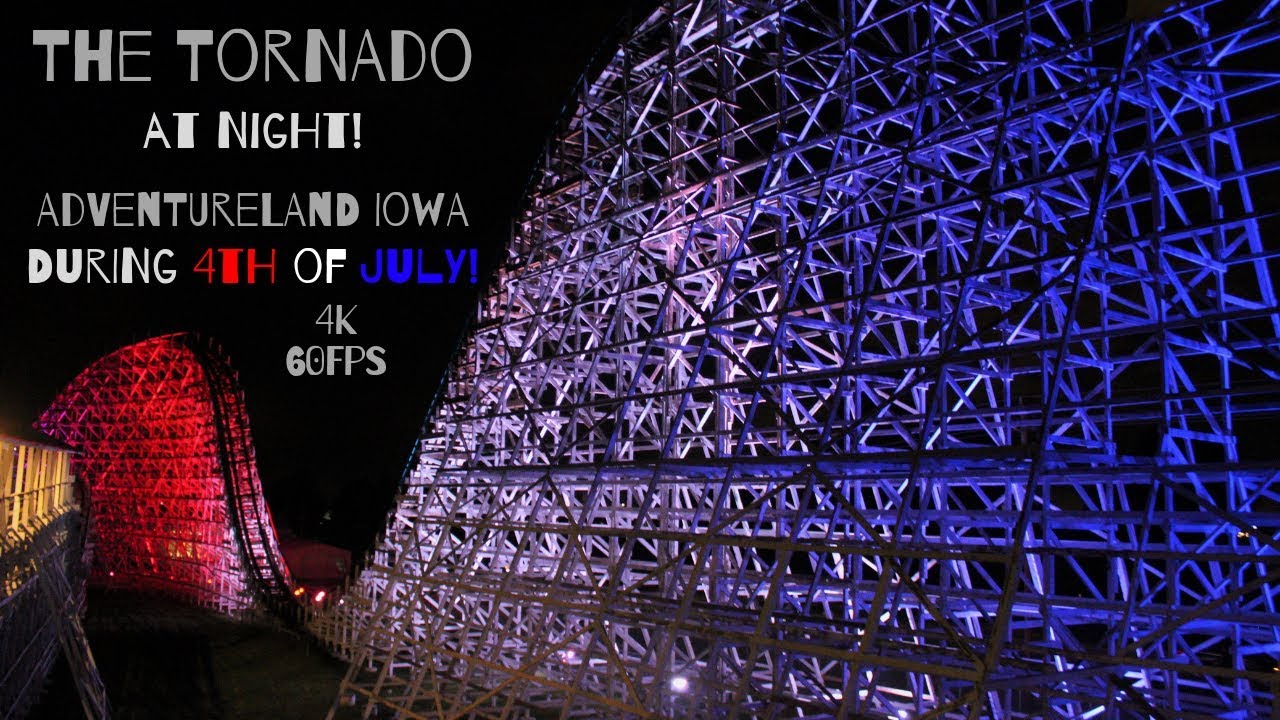 Tornado at Night! Adventureland Iowa on 4th of July! (4K 60FPS)