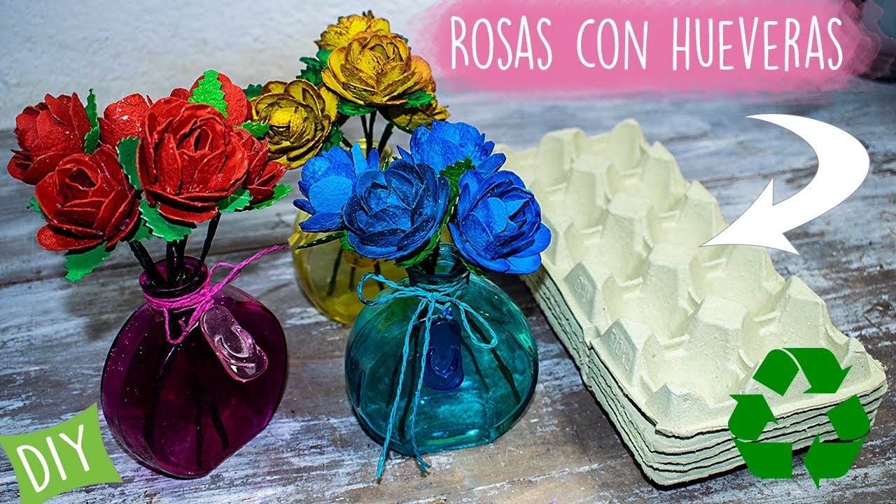 Cómo hacer flores- rosas con cartón de huevos ♻