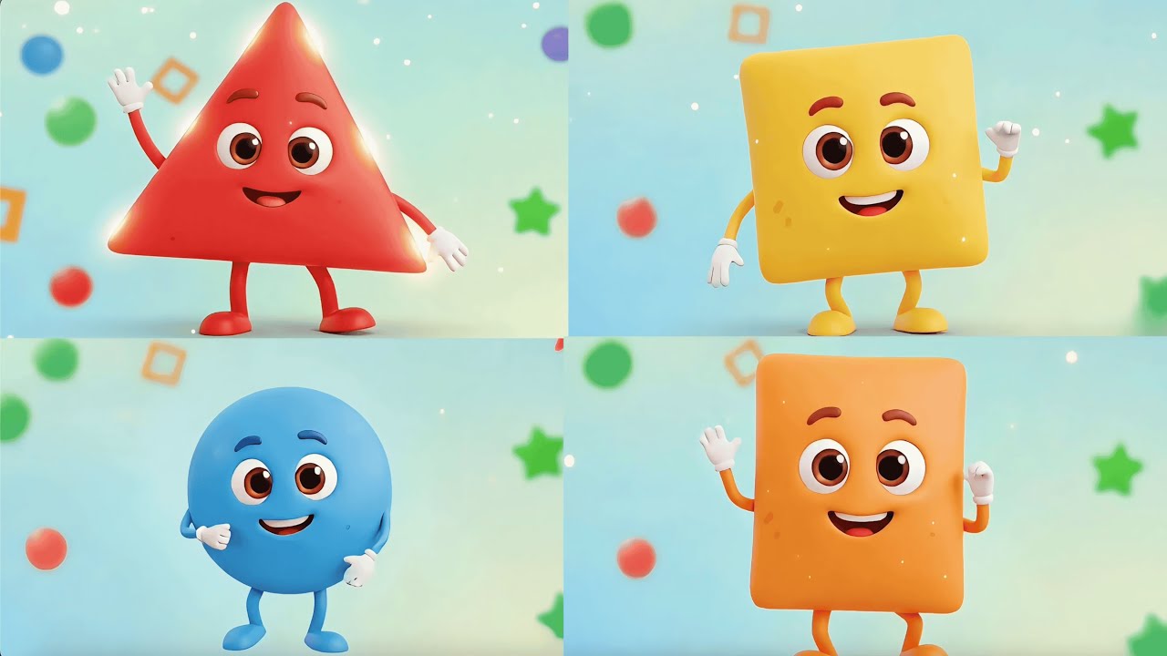 Şekilleri Öğrenelim! 🔺🟨🔵🚪 | Üçgen, Kare, Daire, Dikdörtgen Şarkısı (Okul Öncesi)