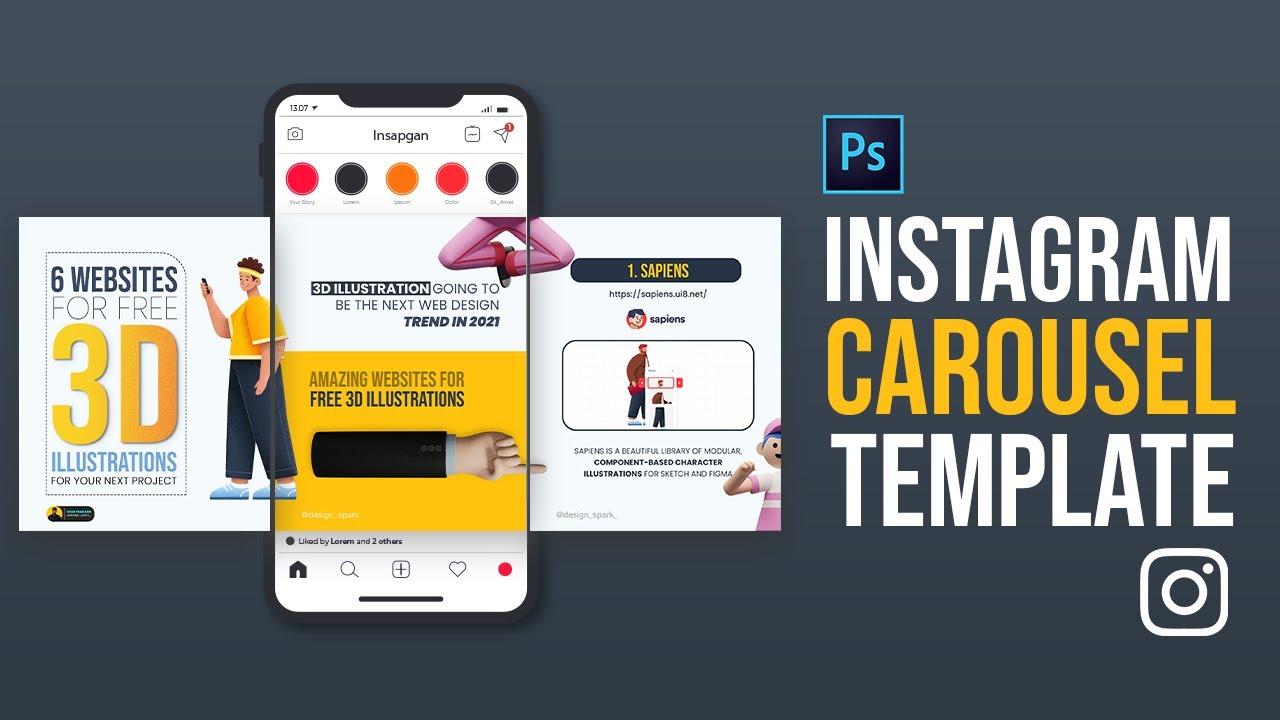 Create Instagram Carousel Template in Photoshop | Hindi