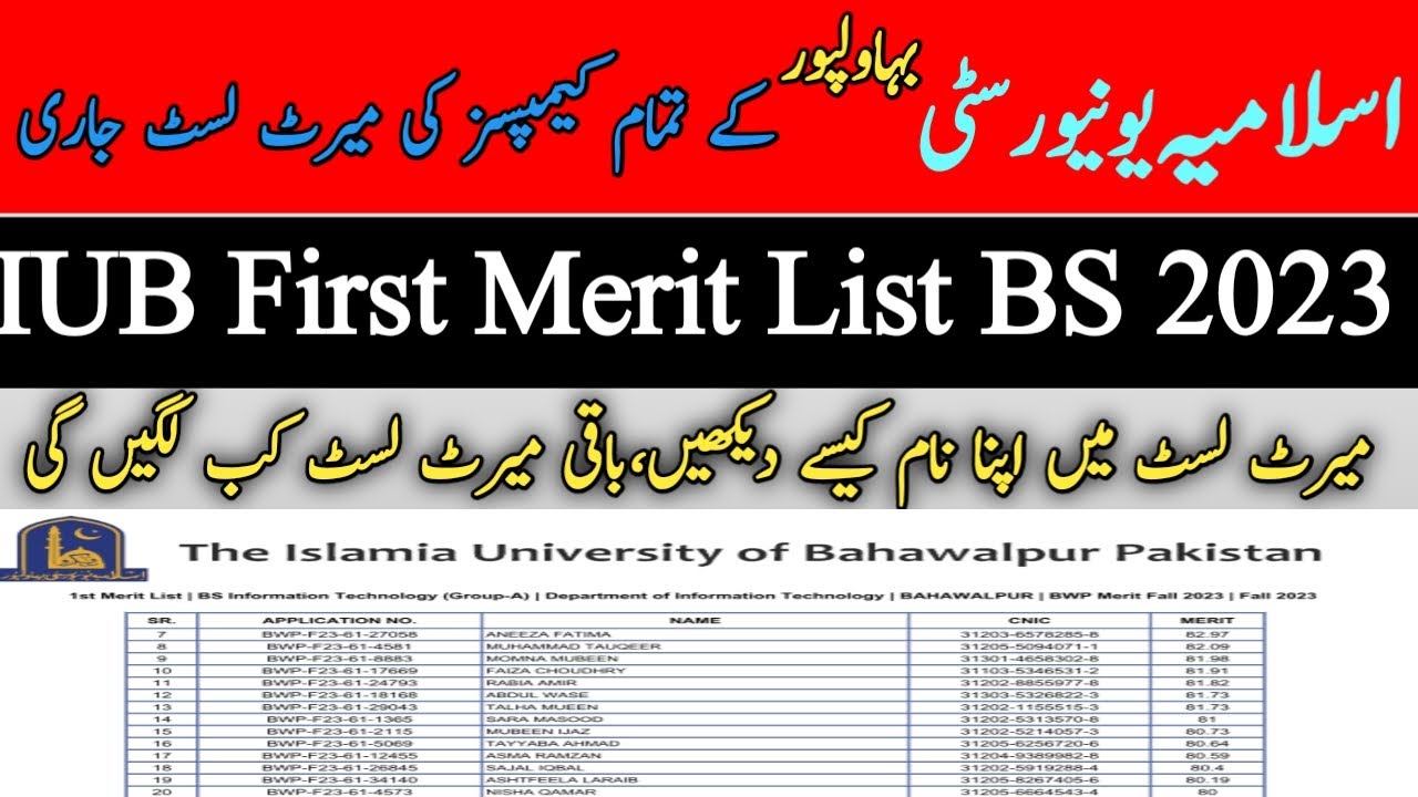 IUB | IUB ist merit list bs program | How to cheq ist merit list bs program iub | Ist merit list iub