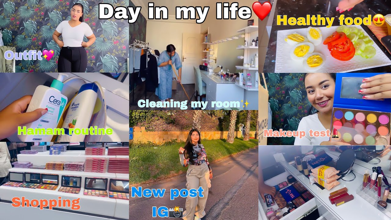Day in my life(cleaning my room,shopping🛍️,hamam routine🧖‍♀️,makeup😍)احسن نهار فحياتي 😍❤️
