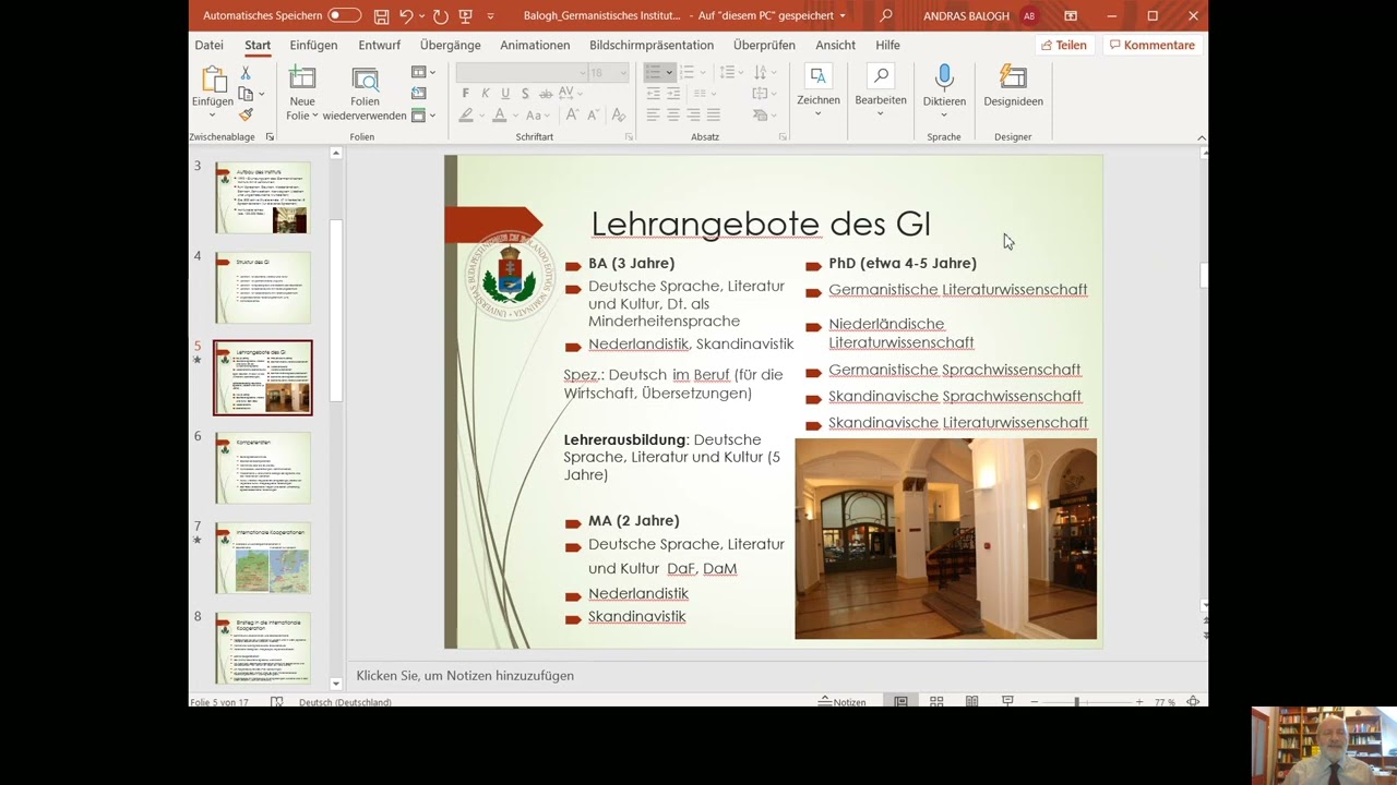 Germanisztika BA, német: Irodalomóra a Germanisztikai Intézetben (Balogh F. András)