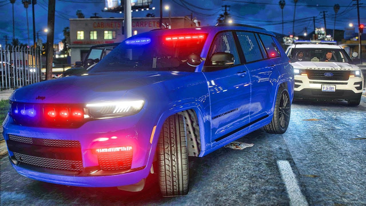 Играю в GTA 5 за ПОЛИЦЕЙСКОГО Gang Unit Patrol| Jeep|| GTA 5 Lspdfr Mod| 4K