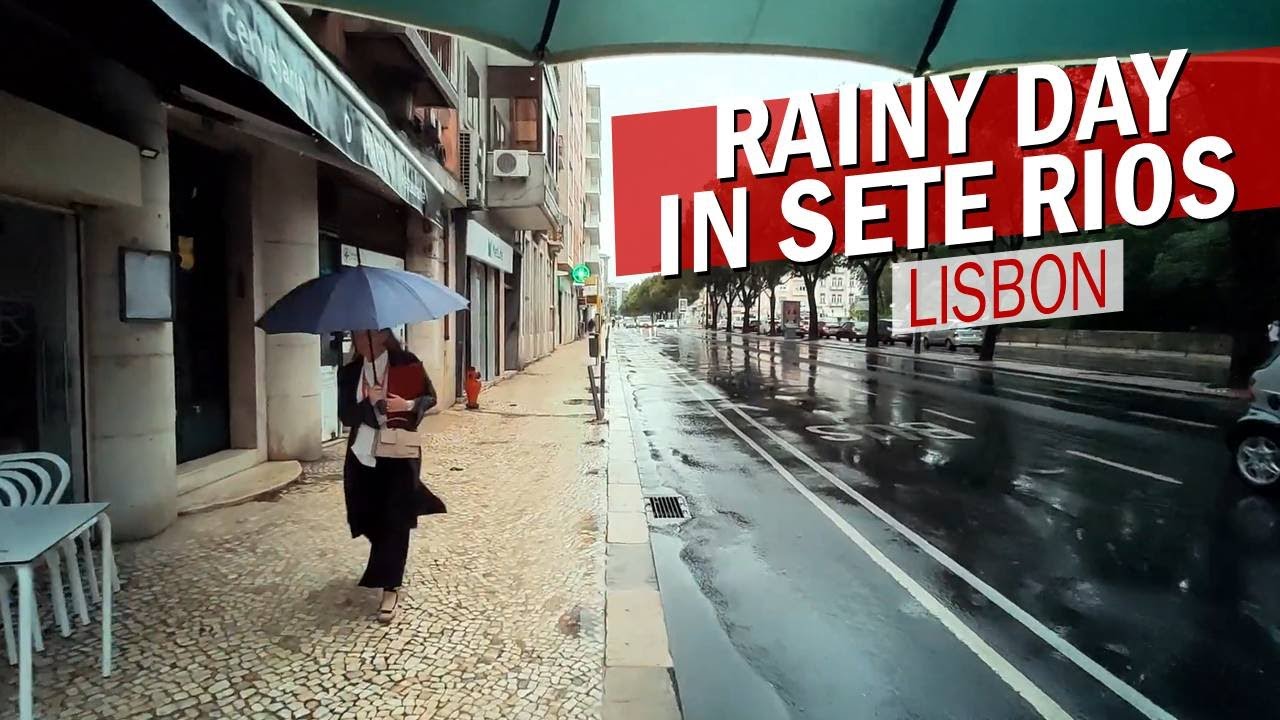Walk in the Rain in Lisbon 🇵🇹 Rainy Day in Sete Rios