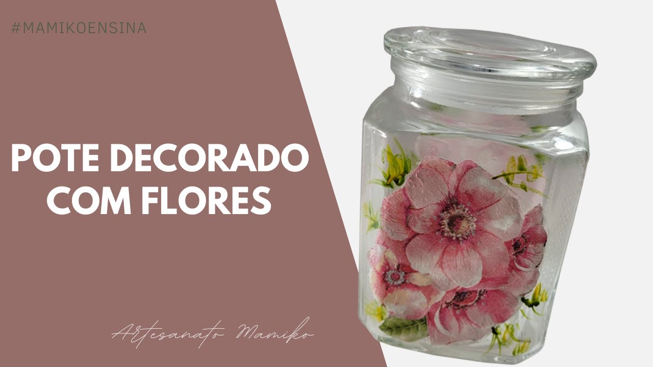 Pote decorado  com flor
