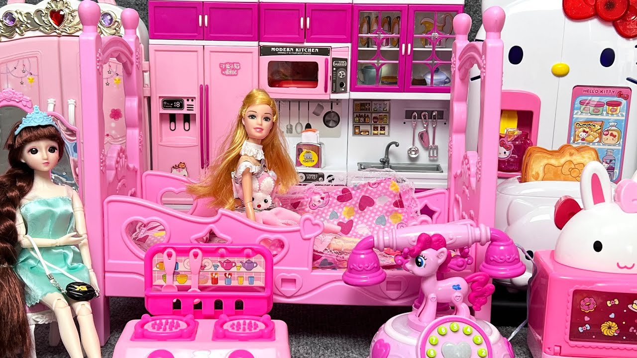 10 Minutes Satisfying Pink Barbie Dollhouse Unboxing 💖 Hello Kitty Kitchen ASMR | Toy Review
