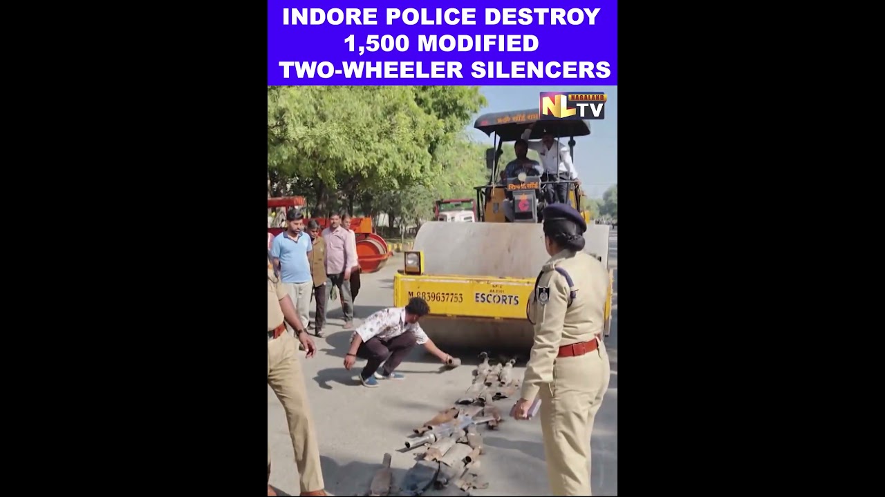 INDORE POLICE DESTROY 1,500 MODIFIED TWO-WHEELER SILENCERS