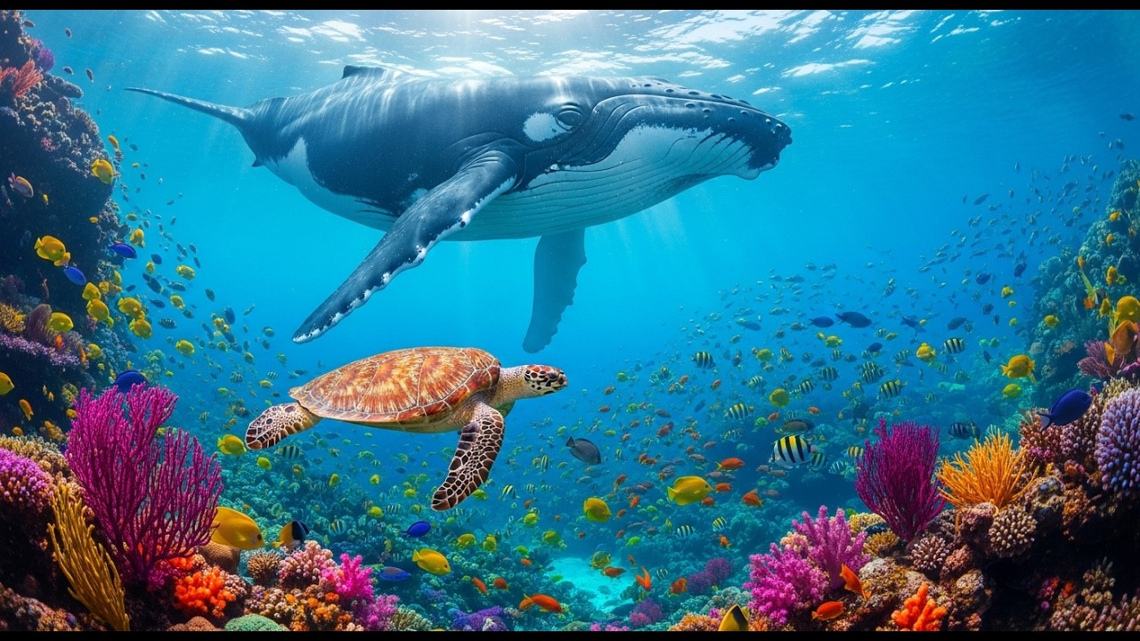 Ocean Wildlife 4K 🌊| Colorful Coral Reef Fish World | Gentle Relaxing Music #usa #oceanlife #calm