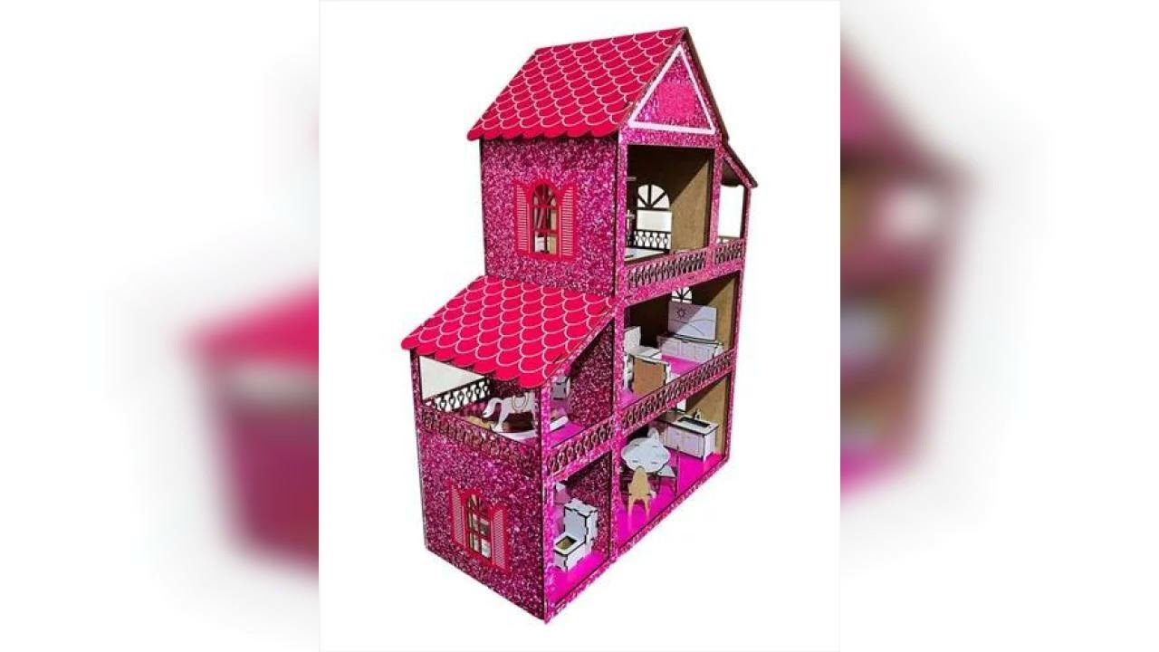 Review: Casinha De Boneca Brinquedo Rosa 22 Móveis Adesivada Mdf Barbie