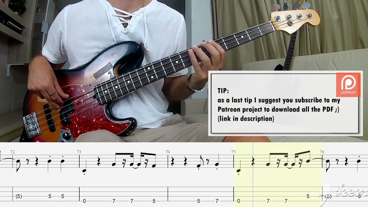 Kool & The Gang - Get Down On It BASS COVER + PLAY ALONG TAB + SCORE PDF