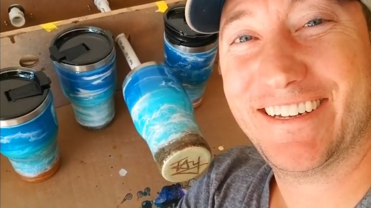 Seascape Beach Epoxy Tumbler with REAL SAND!!