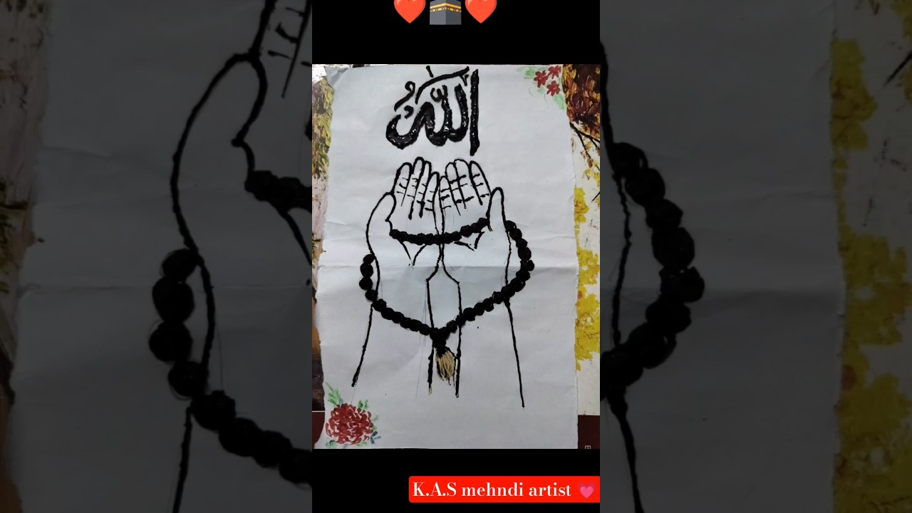 🕋How to draw a praying hand with Islamic art|| Muslim sketch drawing || 