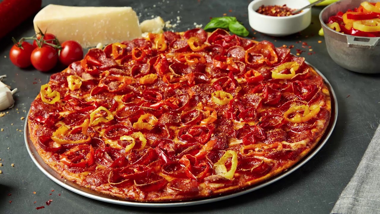 PEPPEROMG. It's Donatos Spicy Pepperoni Pizza.