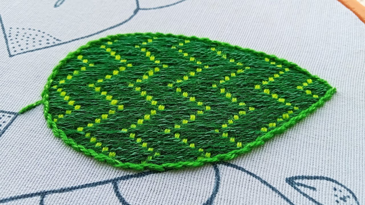 #106super idea para bordar hojas 🌿 puntada ideal para cualquier diseño 