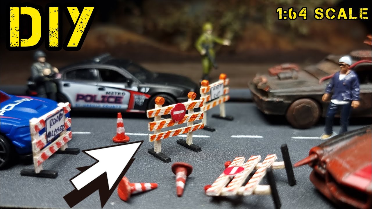 How to make Road closed barrier for Hot Wheels diorama