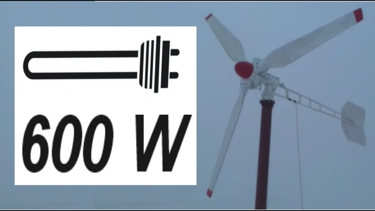 Mini Turbina Wiatrowa - test 1- Wiatr 1-3 m/s.  , obciążenie 600 W