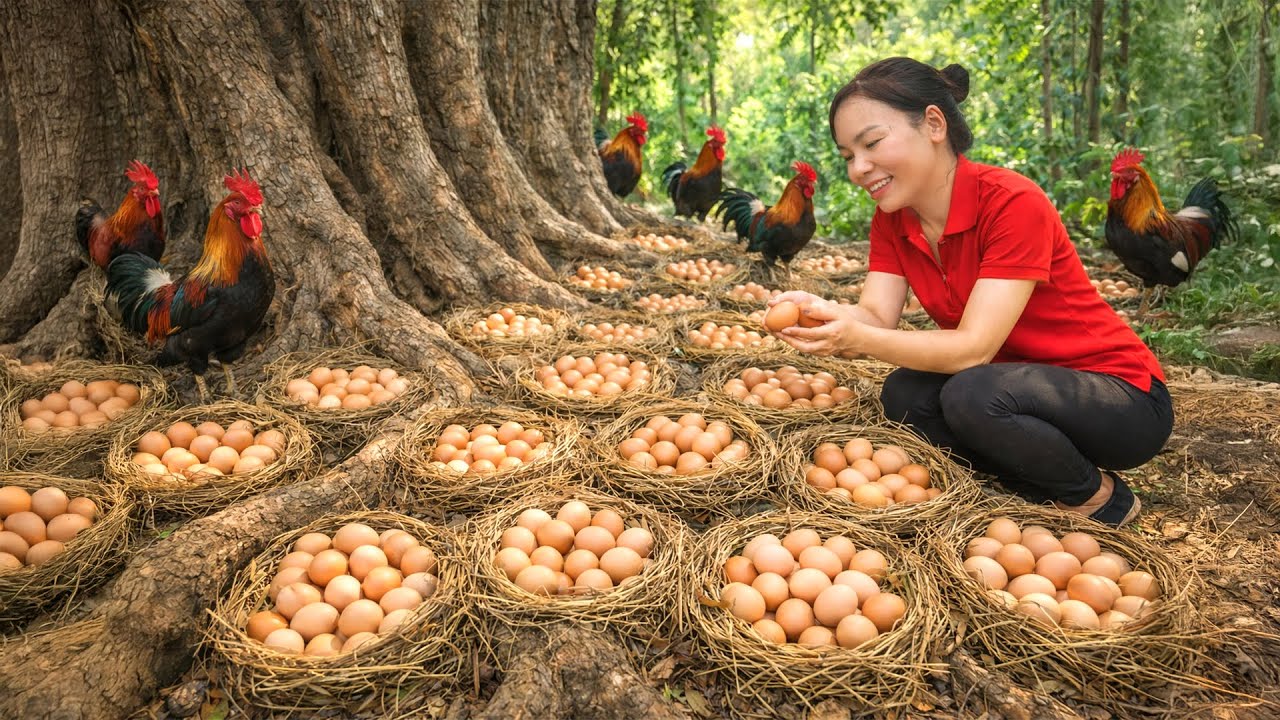 [TIMELAPSE] - 288 Days Harvesting Many Eggs Chicken Under The 100-Year-Old Ancient Tree To Sell