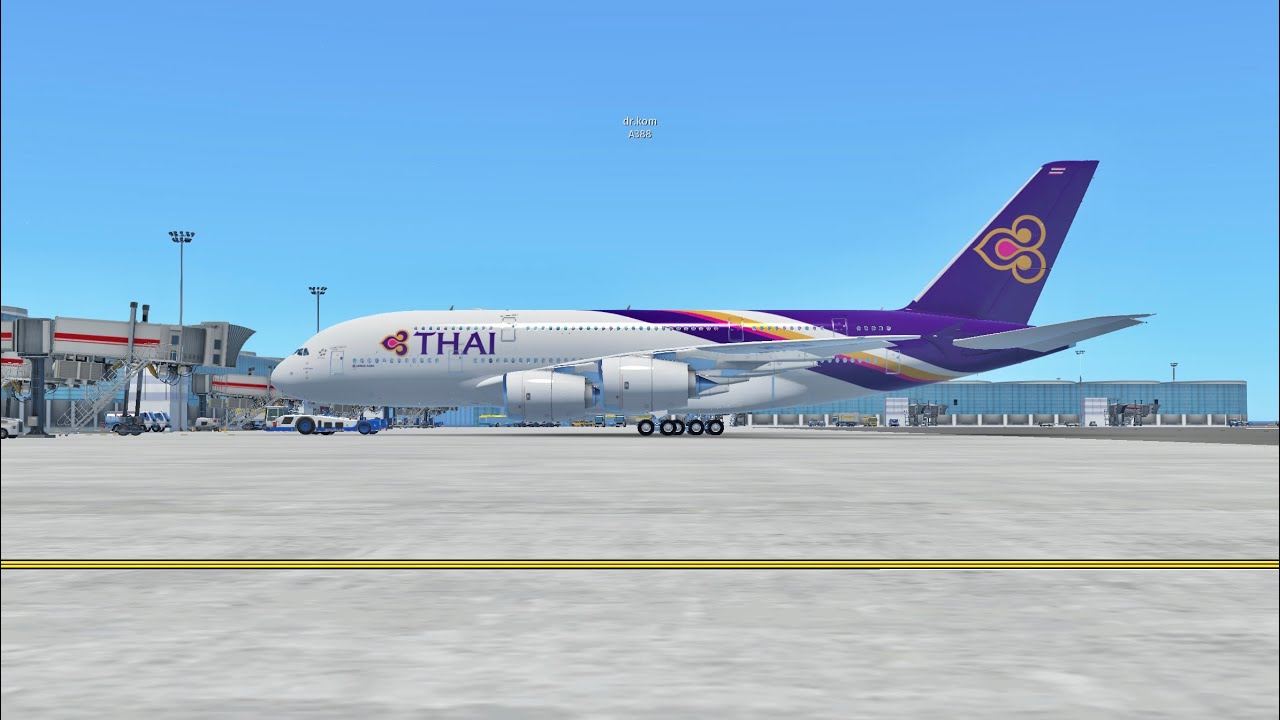 THAI A380 take off from Bangkok with safety video (Infinite Flight)