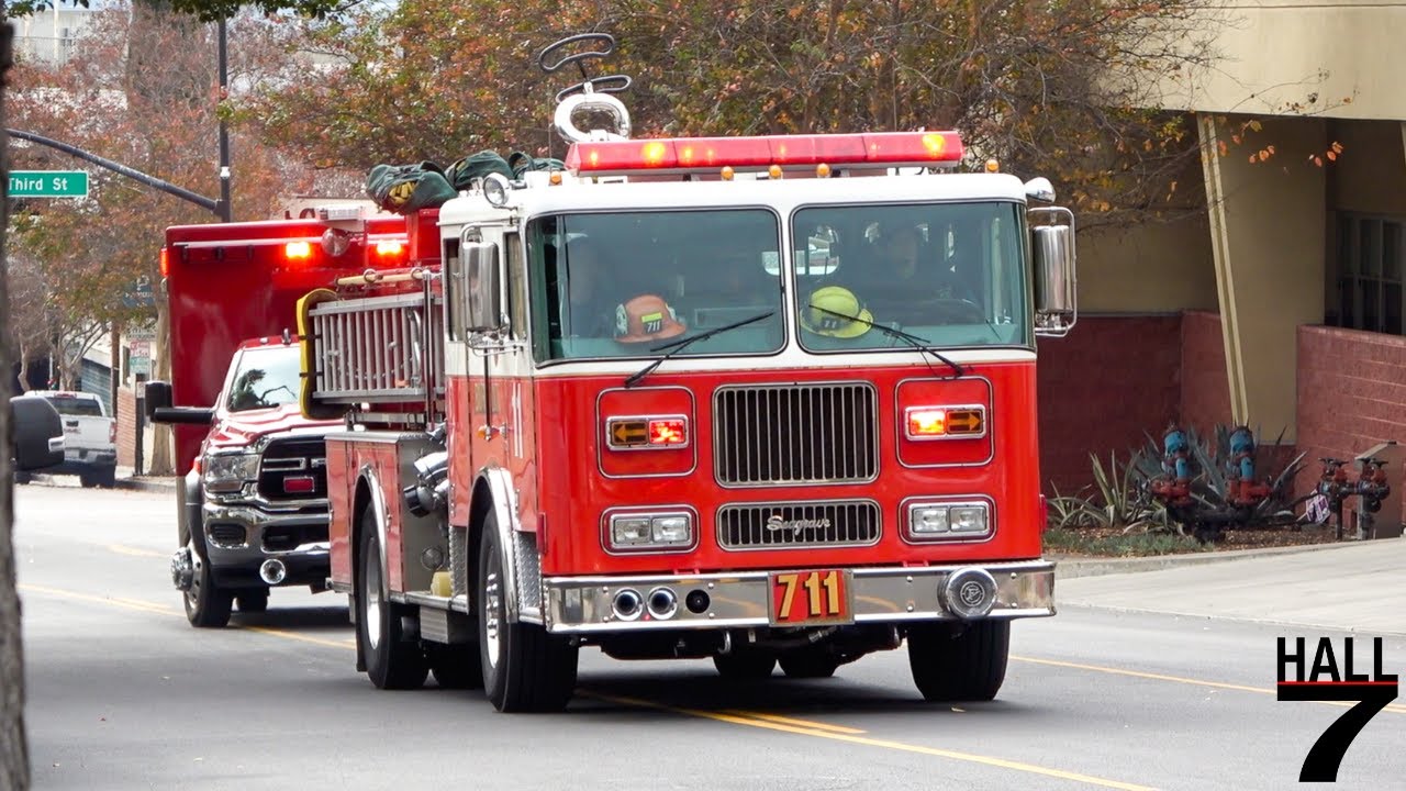 Burbank Fire Department - Engine 711, & Rescue Ambulance 11 Responding