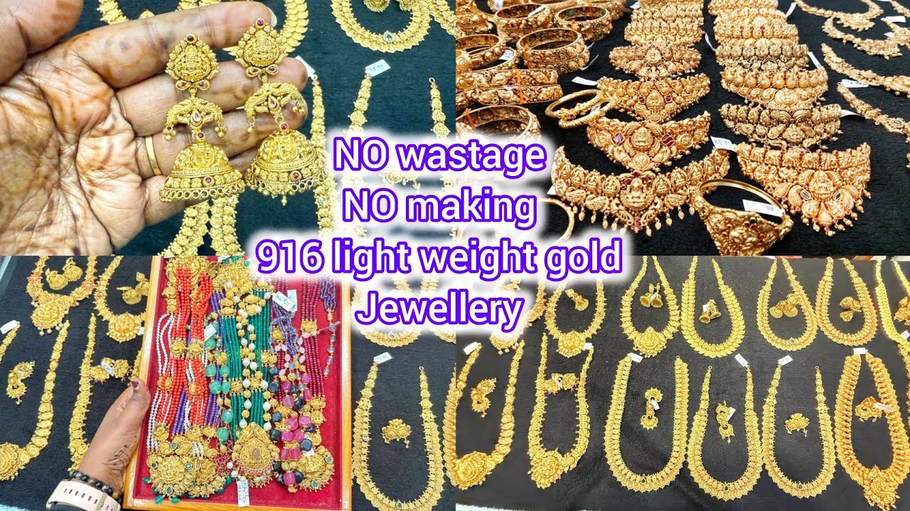 chickpet wholesale light weight 916 gold | NO wastage NO making on antique jewellery full offers 
